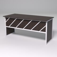 Стол рабочий офисный С-05 СТРОНГ в стиле ЛОФТ декор №2, Дуб Венге + металлический каркас Белый