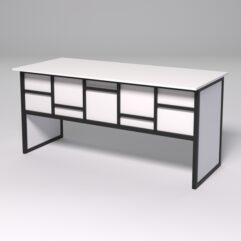 Стол рабочий офисный С-05 СТРОНГ в стиле ЛОФТ декор №3, Белый