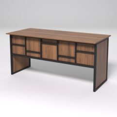 Стол рабочий офисный С-05 СТРОНГ в стиле ЛОФТ декор №3, Орех