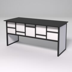 Стол рабочий офисный С-05 СТРОНГ в стиле ЛОФТ декор №3, Черный и Белый