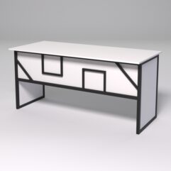 Стол рабочий офисный С-05 СТРОНГ в стиле ЛОФТ декор №4, Белый