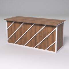 Стол рабочий офисный С-05А СТРОНГ в стиле ЛОФТ декор №2, Орех + металлический каркас Белый