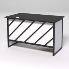 Стол однотумбовый офисный С-06 (левосторонний) СТРОНГ в стиле ЛОФТ декор №2, Черный и Белый