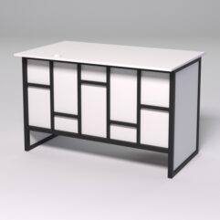 Стол однотумбовый офисный С-06 (левосторонний) СТРОНГ в стиле ЛОФТ декор №3, Белый