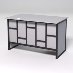 Стол однотумбовый офисный С-06 (левосторонний) СТРОНГ в стиле ЛОФТ декор №3, Серый