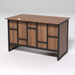 Стол однотумбовый офисный С-06 (левосторонний) СТРОНГ в стиле ЛОФТ декор №3, Орех