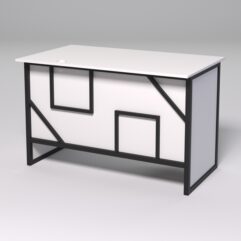 Стол однотумбовый офисный С-06 (левосторонний) СТРОНГ в стиле ЛОФТ декор №4, Белый