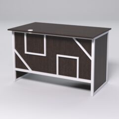 Стол однотумбовый офисный С-06 (левосторонний) СТРОНГ в стиле ЛОФТ декор №4, Дуб Венге + металлический каркас  Белый