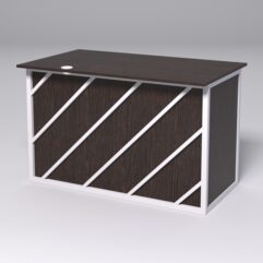 Стол однотумбовый офисный С-06А (левосторонний) СТРОНГ в стиле ЛОФТ декор №2, Дуб Венге + металлический каркас Белый