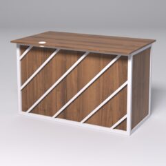 Стол однотумбовый офисный С-06А (левосторонний) СТРОНГ в стиле ЛОФТ декор №2, Орех + металлический каркас Белый