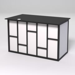 Стол однотумбовый офисный С-06А (левосторонний) СТРОНГ в стиле ЛОФТ декор №3, Черный и Белый