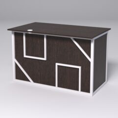 Стол однотумбовый офисный С-06А (левосторонний) СТРОНГ в стиле ЛОФТ декор №4, Дуб Венге + металлический каркас Белый