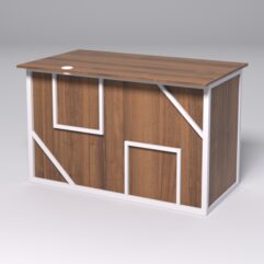 Стол однотумбовый офисный С-06А (левосторонний) СТРОНГ в стиле ЛОФТ декор №4, Орех + металлический каркас Белый