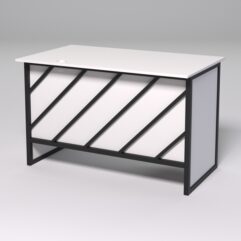 Стол однотумбовый офисный С-06 (правосторонний) СТРОНГ в стиле ЛОФТ декор №2, Белый