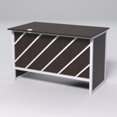 Стол однотумбовый офисный С-06 (правосторонний) СТРОНГ в стиле ЛОФТ декор №2, Дуб Венге + металлический каркас Белый