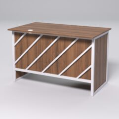 Стол однотумбовый офисный С-06 (правосторонний) СТРОНГ в стиле ЛОФТ декор №2, Орех + металлический каркас Белый