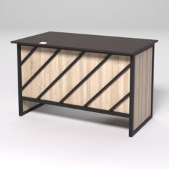 Стол однотумбовый офисный С-06 (правосторонний) СТРОНГ в стиле ЛОФТ декор №2, Дуб Венге и Дуб Сонома