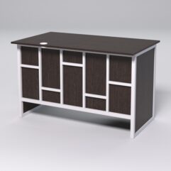 Стол однотумбовый офисный С-06 (правосторонний) СТРОНГ в стиле ЛОФТ декор №3, Дуб Венге + металлический каркас Белый