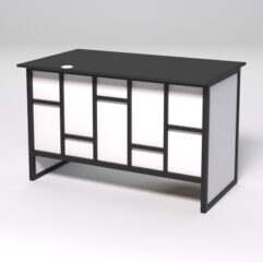 Стол однотумбовый офисный С-06 (правосторонний) СТРОНГ в стиле ЛОФТ декор №3, Черный и Белый