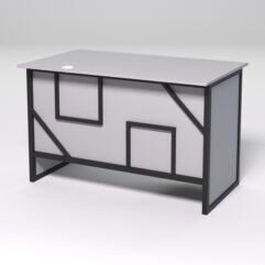 Стол однотумбовый офисный С-06 (правосторонний) СТРОНГ в стиле ЛОФТ декор №4, Серый