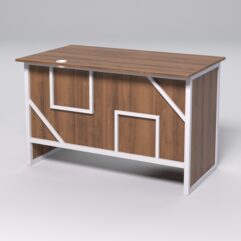 Стол однотумбовый офисный С-06 (правосторонний) СТРОНГ в стиле ЛОФТ декор №4, Орех + металлический каркас Белый