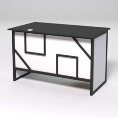 Стол однотумбовый офисный С-06 (правосторонний) СТРОНГ в стиле ЛОФТ декор №4, Черный и Белый