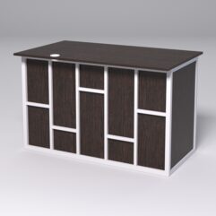 Стол однотумбовый офисный С-06А (правосторонний) СТРОНГ в стиле ЛОФТ декор №3, Дуб Венге + металлический каркас Белый