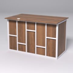 Стол однотумбовый офисный С-06А (правосторонний) СТРОНГ в стиле ЛОФТ декор №3, Орех + металлический каркас Белый