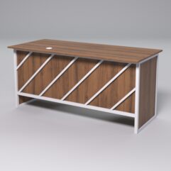 Стол двухтумбовый офисный С-07 СТРОНГ в стиле ЛОФТ декор №2, Орех + металлический каркас Белый