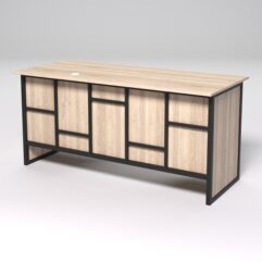 Стол двухтумбовый офисный С-07 СТРОНГ в стиле ЛОФТ декор №3, Дуб Сонома