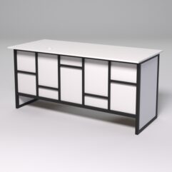 Стол двухтумбовый офисный С-07 СТРОНГ в стиле ЛОФТ декор №3, Белый