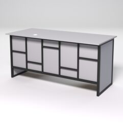 Стол двухтумбовый офисный С-07 СТРОНГ в стиле ЛОФТ декор №3, Серый