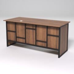 Стол двухтумбовый офисный С-07 СТРОНГ в стиле ЛОФТ декор №3, Орех