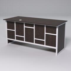 Стол двухтумбовый офисный С-07 СТРОНГ в стиле ЛОФТ декор №3, Дуб Венге + металлический каркас Белый