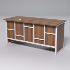 Стол двухтумбовый офисный С-07 СТРОНГ в стиле ЛОФТ декор №3, Орех + металлический каркас Белый