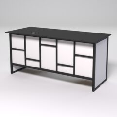 Стол двухтумбовый офисный С-07 СТРОНГ в стиле ЛОФТ декор №3, Черный и Белый