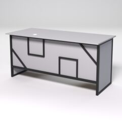 Стол двухтумбовый офисный С-07 СТРОНГ в стиле ЛОФТ декор №4, Серый