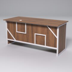 Стол двухтумбовый офисный С-07 СТРОНГ в стиле ЛОФТ декор №4, Орех + металлический каркас Белый