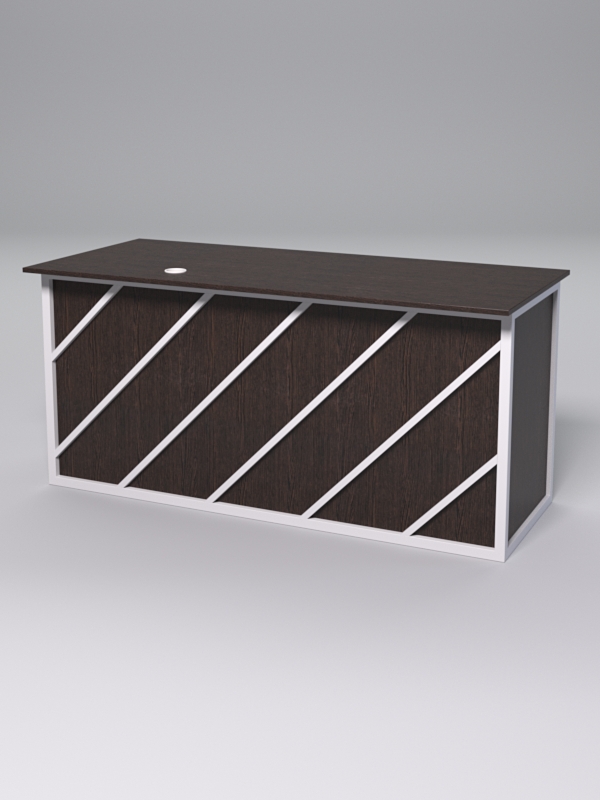 Стол двухтумбовый офисный С-07А СТРОНГ в стиле ЛОФТ декор №2, Дуб Венге + металлический каркас Белый