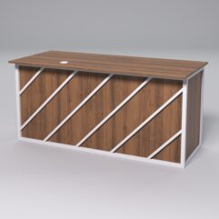 Стол двухтумбовый офисный С-07А СТРОНГ в стиле ЛОФТ декор №2, Орех + металлический каркас Белый