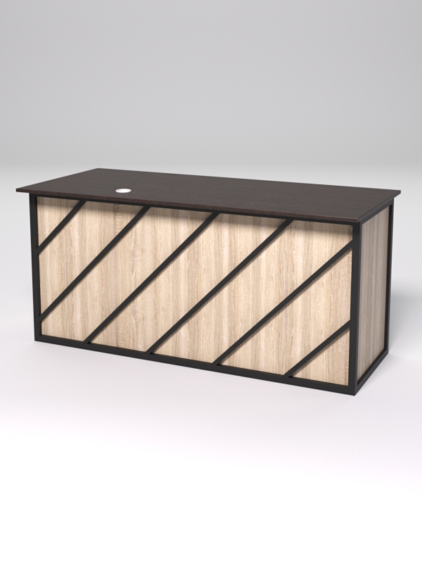 Стол двухтумбовый офисный С-07А СТРОНГ в стиле ЛОФТ декор №2, Дуб Венге и Дуб Сонома