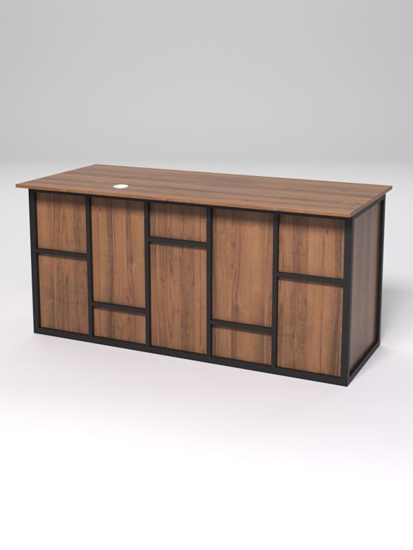 Стол двухтумбовый офисный С-07А СТРОНГ в стиле ЛОФТ декор №3, Орех