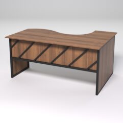 Стол эргономичный офисный СЭ-11 (левосторонний) СТРОНГ в стиле ЛОФТ декор №2, Орех