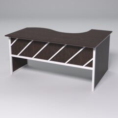 Стол эргономичный офисный СЭ-11 (левосторонний) СТРОНГ в стиле ЛОФТ декор №2, Дуб Венге + металлический каркас Белый