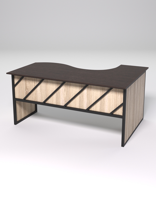 Стол эргономичный офисный СЭ-11 (левосторонний) СТРОНГ в стиле ЛОФТ декор №2, Дуб Венге и Дуб Сонома