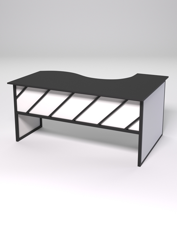 Стол эргономичный офисный СЭ-11 (левосторонний) СТРОНГ в стиле ЛОФТ декор №2, Черный и Белый