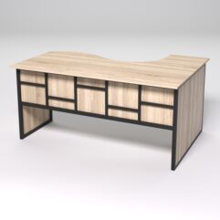 Стол эргономичный офисный СЭ-11 (левосторонний) СТРОНГ в стиле ЛОФТ декор №3, Дуб Сонома