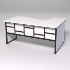 Стол эргономичный офисный СЭ-11 (левосторонний) СТРОНГ в стиле ЛОФТ декор №3, Белый