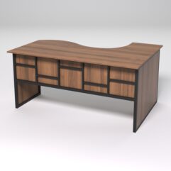 Стол эргономичный офисный СЭ-11 (левосторонний) СТРОНГ в стиле ЛОФТ декор №3, Орех