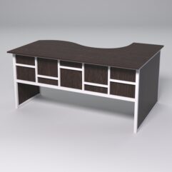 Стол эргономичный офисный СЭ-11 (левосторонний) СТРОНГ в стиле ЛОФТ декор №3, Дуб Венге + металлический каркас Белый